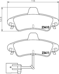 8DB 355 012-201 Sada brzdových destiček, kotoučová brzda HELLA PAGID