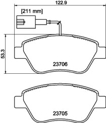 8DB 355 016-071 Sada brzdových destiček, kotoučová brzda HELLA PAGID