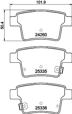 8DB 355 012-171 Sada brzdových destiček, kotoučová brzda HELLA PAGID