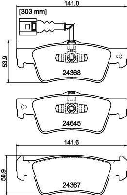 8DB 355 013-841 Sada brzdových destiček, kotoučová brzda HELLA PAGID