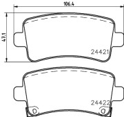 8DB 355 037-651 Sada brzdových destiček, kotoučová brzda HELLA PAGID