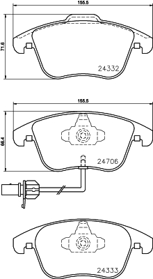 8DB 355 013-861 Sada brzdových destiček, kotoučová brzda HELLA PAGID