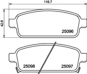 8DB 355 024-861 Sada brzdových destiček, kotoučová brzda HELLA PAGID