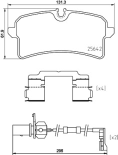 8DB 355 025-291 Sada brzdových destiček, kotoučová brzda HELLA PAGID