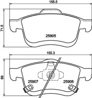 8DB 355 021-801 Sada brzdových destiček, kotoučová brzda HELLA PAGID