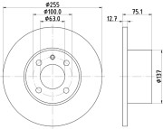 8DD 355 100-161 Brzdový kotouč HELLA PAGID