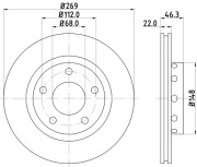 8DD 355 106-711 Brzdový kotouč HELLA PAGID