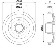 8DT 355 300-381 Brzdový buben HELLA PAGID