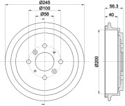 8DT 355 300-571 Brzdový buben HELLA PAGID