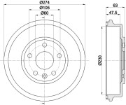 8DT 355 302-601 Brzdový buben HELLA PAGID