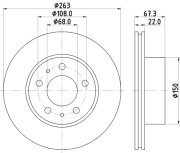 8DD 355 100-341 Brzdový kotouč HELLA PAGID