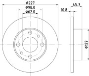 8DD 355 100-361 Brzdový kotouč HELLA PAGID