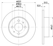 8DD 355 100-691 Brzdový kotouč HELLA PAGID