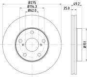 8DD 355 118-691 Brzdový kotouč PRO HELLA PAGID