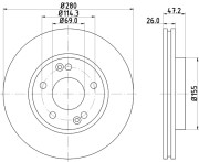 8DD 355 118-151 Brzdový kotouč PRO HELLA PAGID