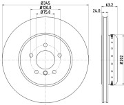 8DD 355 123-231 Brzdový kotouč PRO High Carbon HELLA PAGID