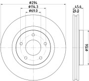 8DD 355 115-911 Brzdový kotouč PRO HELLA PAGID