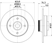 8DD 355 123-301 Brzdový kotouč PRO HELLA PAGID