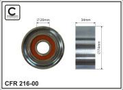 216-00 216-00 CAFFARO Vratna/vodici kladka, klinovy zebrovy remen 74x20x34 metal CAFFARO