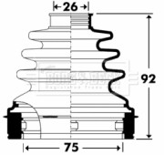 BCB2906 Měch, hnací hřídel Universal BORG & BECK