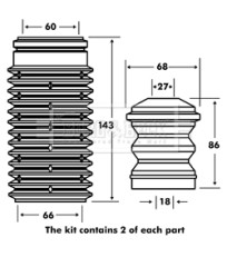 BPK7014 Ochranná sada proti prachu, tlumič pérování BORG & BECK