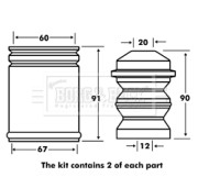 BPK7025 Ochranná sada proti prachu, tlumič pérování BORG & BECK