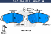 B1.G102-0197.2 Sada brzdových destiček, kotoučová brzda GALFER