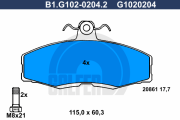 B1.G102-0204.2 Sada brzdových destiček, kotoučová brzda GALFER