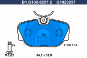 B1.G102-0257.2 Sada brzdových destiček, kotoučová brzda GALFER