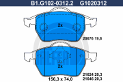 B1.G102-0312.2 GALFER sada brzdových platničiek kotúčovej brzdy B1.G102-0312.2 GALFER