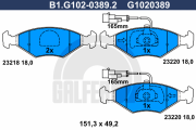 B1.G102-0389.2 Sada brzdových destiček, kotoučová brzda GALFER