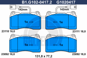 B1.G102-0417.2 GALFER sada brzdových platničiek kotúčovej brzdy B1.G102-0417.2 GALFER