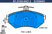 B1.G102-0421.2 Sada brzdových destiček, kotoučová brzda GALFER