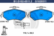 B1.G102-0511.2 Sada brzdových destiček, kotoučová brzda GALFER