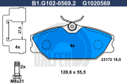 B1.G102-0569.2 Sada brzdových destiček, kotoučová brzda GALFER