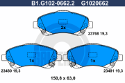 B1.G102-0662.2 Sada brzdových destiček, kotoučová brzda GALFER