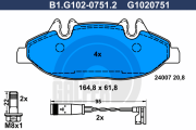 B1.G102-0751.2 Sada brzdových destiček, kotoučová brzda GALFER