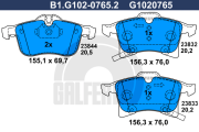 B1.G102-0765.2 Sada brzdových destiček, kotoučová brzda GALFER