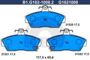 B1.G102-1008.2 Sada brzdových destiček, kotoučová brzda GALFER