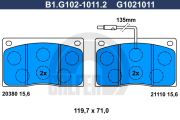 B1.G102-1011.2 Sada brzdových destiček, kotoučová brzda GALFER