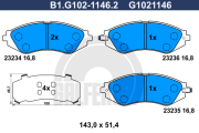 B1.G102-1146.2 GALFER sada brzdových platničiek kotúčovej brzdy B1.G102-1146.2 GALFER