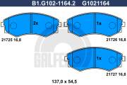 B1.G102-1164.2 Sada brzdových destiček, kotoučová brzda GALFER