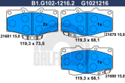 B1.G102-1216.2 GALFER sada brzdových platničiek kotúčovej brzdy B1.G102-1216.2 GALFER