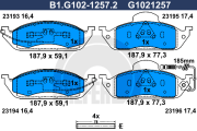 B1.G102-1257.2 Sada brzdových destiček, kotoučová brzda GALFER