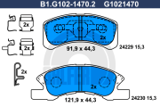 B1.G102-1470.2 Sada brzdových destiček, kotoučová brzda GALFER