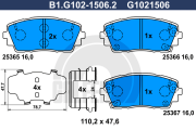 B1.G102-1506.2 GALFER sada brzdových platničiek kotúčovej brzdy B1.G102-1506.2 GALFER