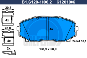 B1.G120-1006.2 Sada brzdových destiček, kotoučová brzda GALFER