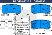 B1.G120-1035.2 Sada brzdových destiček, kotoučová brzda GALFER