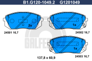 B1.G120-1049.2 GALFER sada brzdových platničiek kotúčovej brzdy B1.G120-1049.2 GALFER