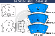 B1.G120-1145.2 GALFER sada brzdových platničiek kotúčovej brzdy B1.G120-1145.2 GALFER